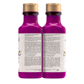 Maui Moisture bottles in hand for scale to show 13 fl oz size clarity