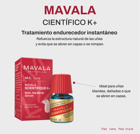 MAVALA Scientifique K+ clear solution texture close-up showing lightweight fast-absorbing finish