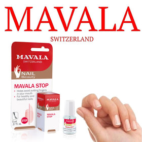 MAVALA Stop brush and cap close-up demonstrating easy, precise application for neat nails