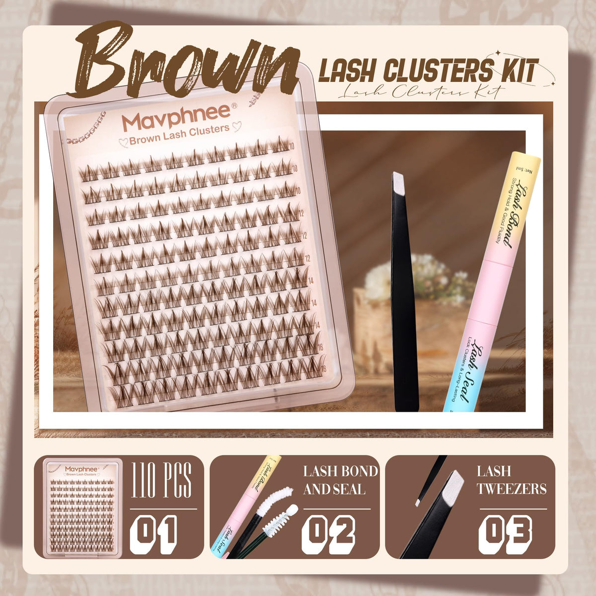 Mavphnee 110 brown clusters fanned displaying length variety and options