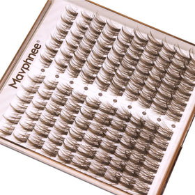 Mavphnee tweezers applying cluster to lash line for easy beginner-friendly use