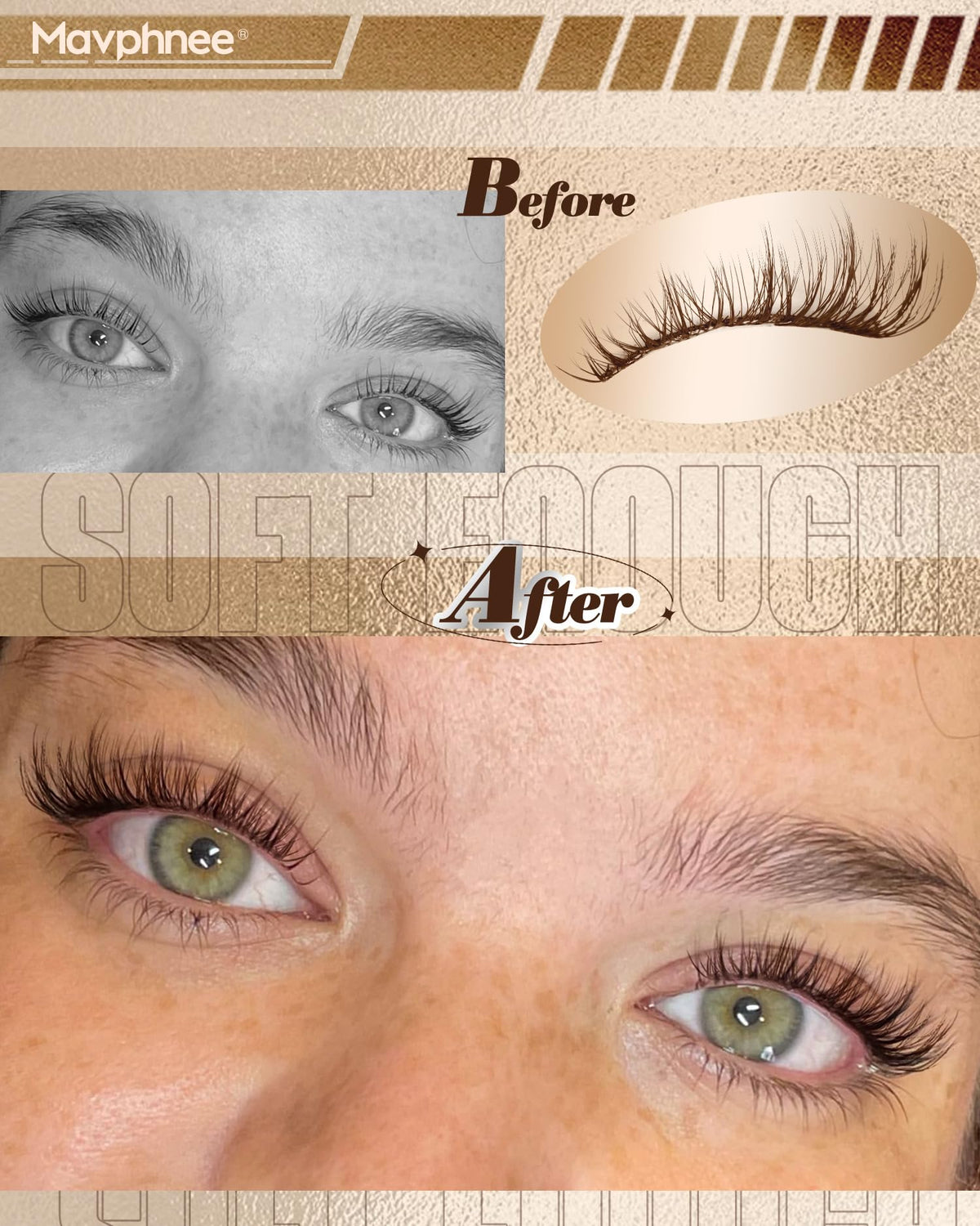 Mavphnee micro-clear band close-up for invisible lash line blending