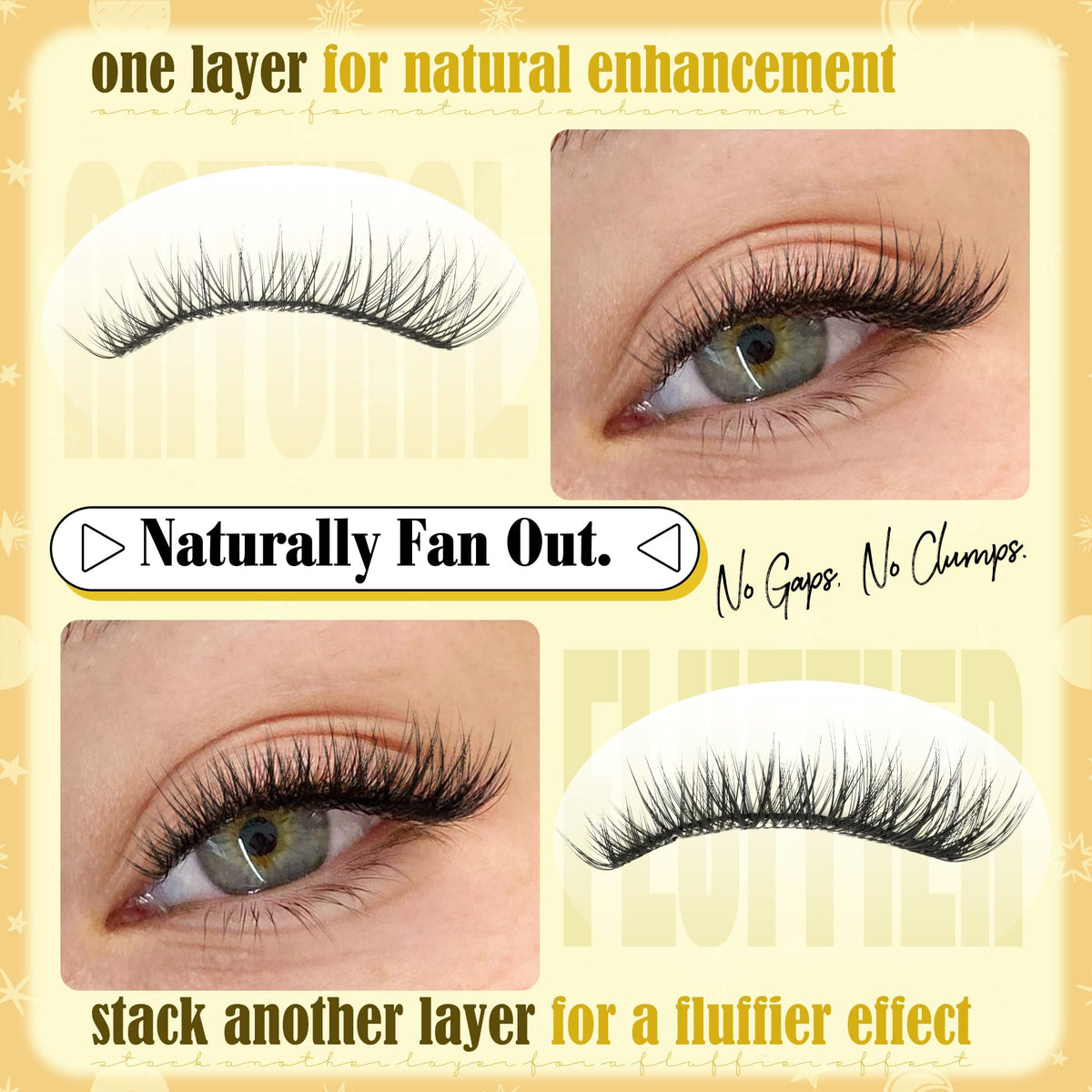 Mavphnee before-and-after showing subtle, believable lash enhancement