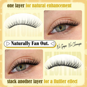 Mavphnee before-and-after showing subtle, believable lash enhancement