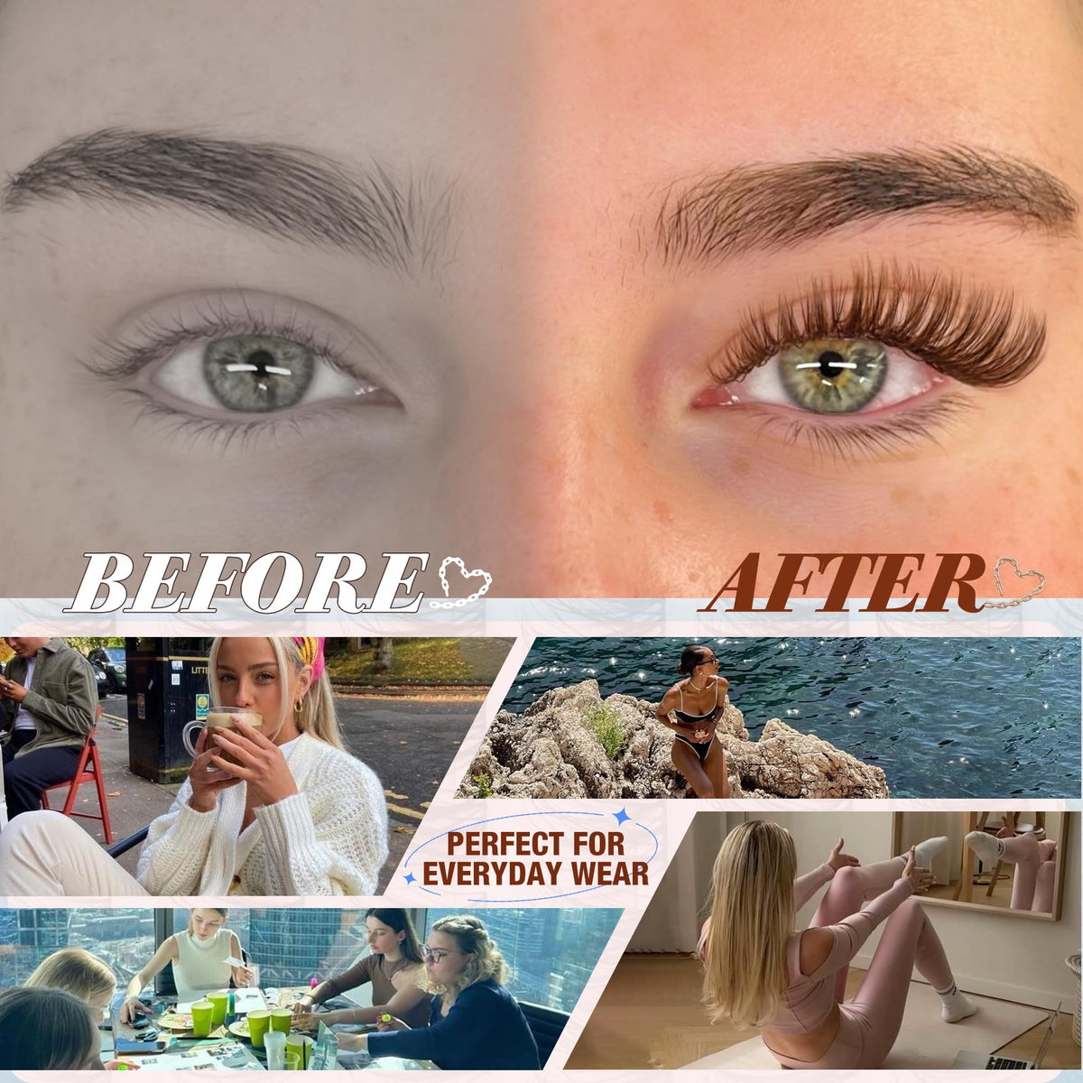 Mavphnee before and after eye showing subtle brown enhancement and blended finish