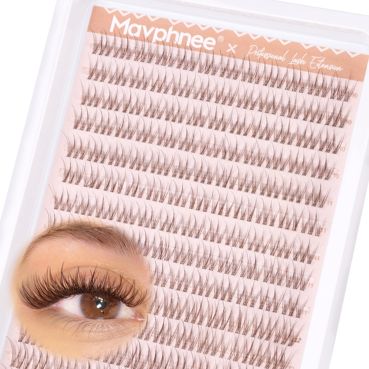 Mavphnee before and after showing subtle brown-enhanced lashes