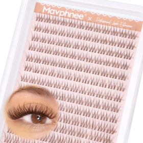 Mavphnee before and after showing subtle brown-enhanced lashes