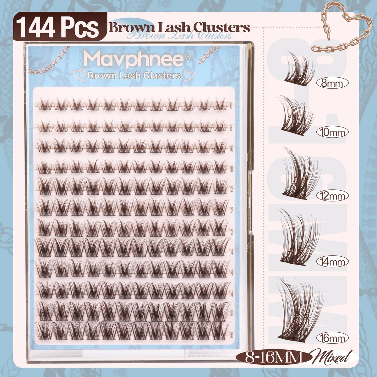 Mavphnee close-up of brown lash fibers highlighting soft fluffy texture