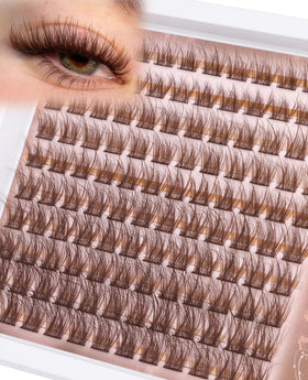 Mavphnee front packaging showing brown lash clusters and product benefit: natural look