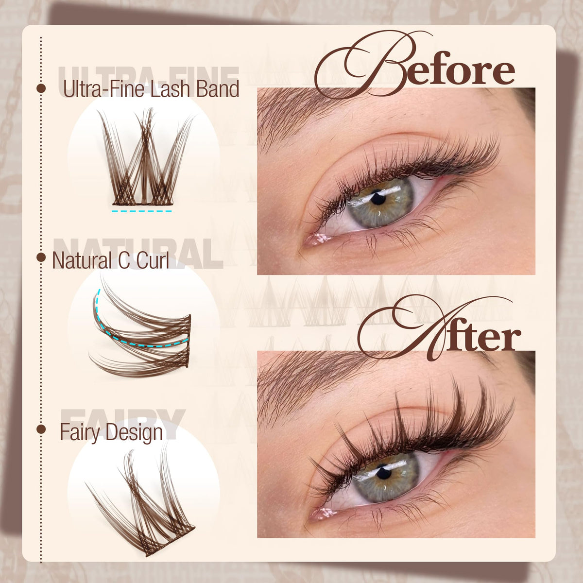 Mavphnee C-curl profile on model showing lifted, wide-awake effect