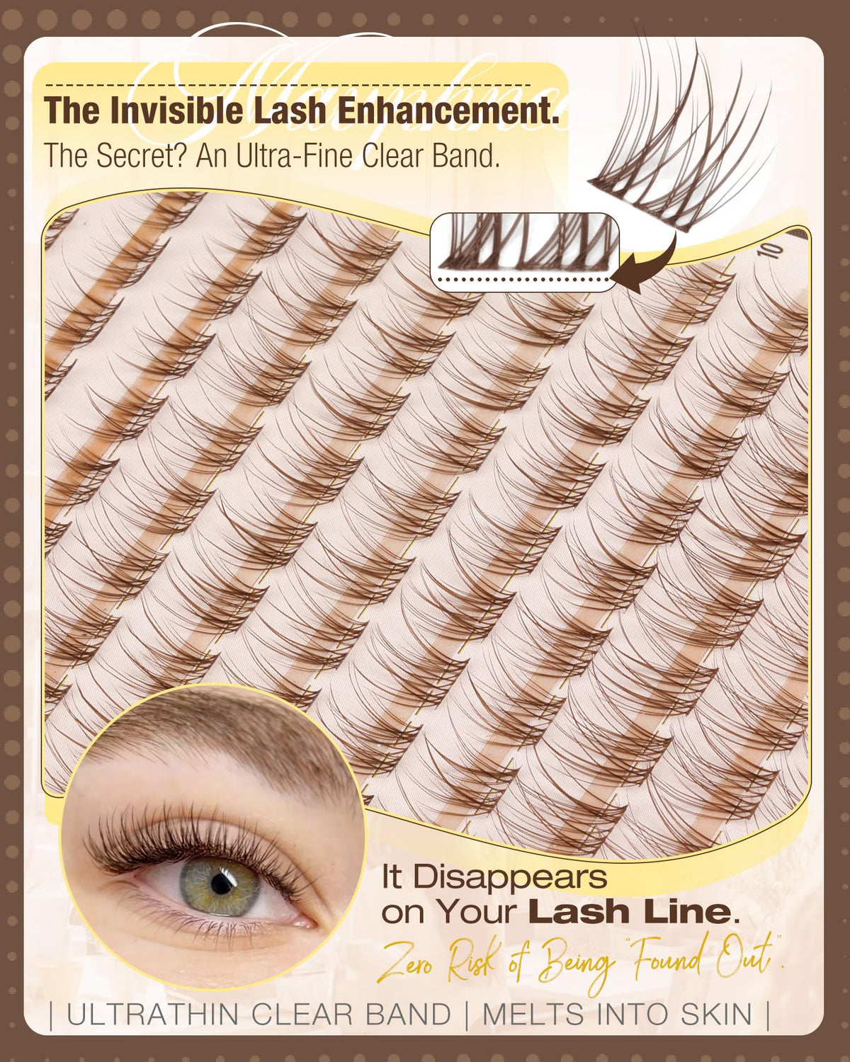 Mavphnee clear-band detail illustrating invisible melt-on finish for comfort