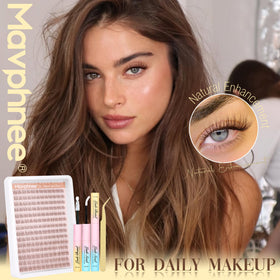 Mavphnee close-up of brown lash clusters reveals soft fibers and natural texture