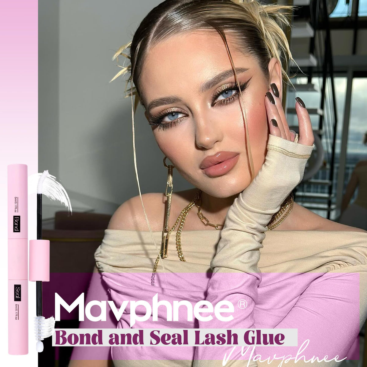 Mavphnee in-use applying cluster lashes demonstrating fast bonding and control