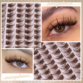 Mavphnee clusters applied on natural lashes demonstrating subtle volume