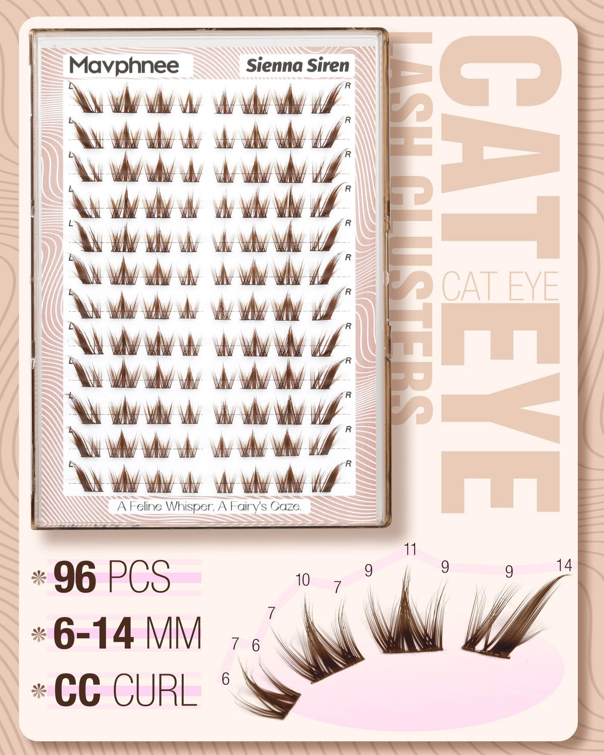 Mavphnee lashes applied on eye creating lifted fox-eye definition and warmth