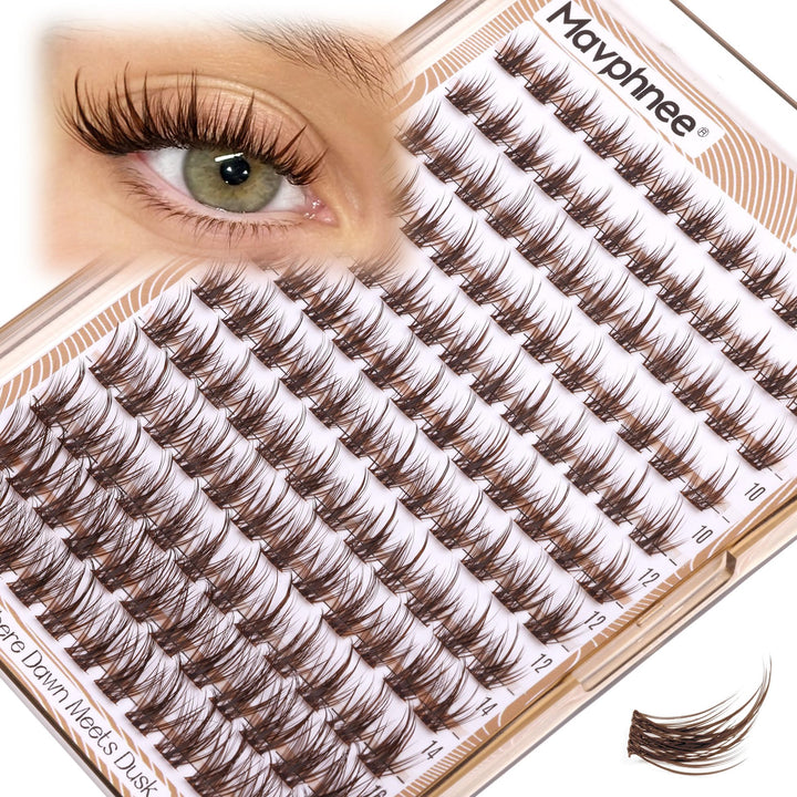 Mavphnee front packaging showing brown lash clusters and benefits