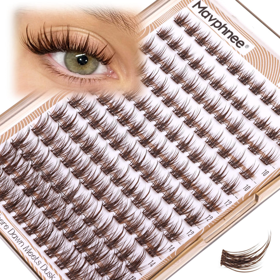 Mavphnee front packaging showing brown lash clusters and benefits