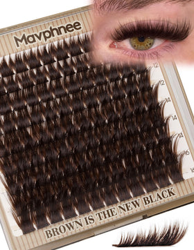Mavphnee front packaging showing brown cluster lash set benefit natural finish