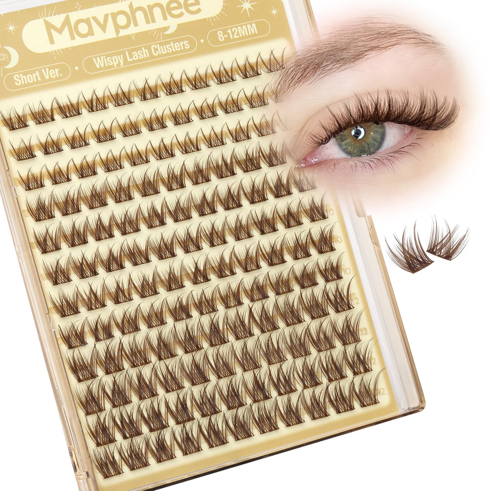 Mavphnee front packaging showing 132 brown lash clusters and product details