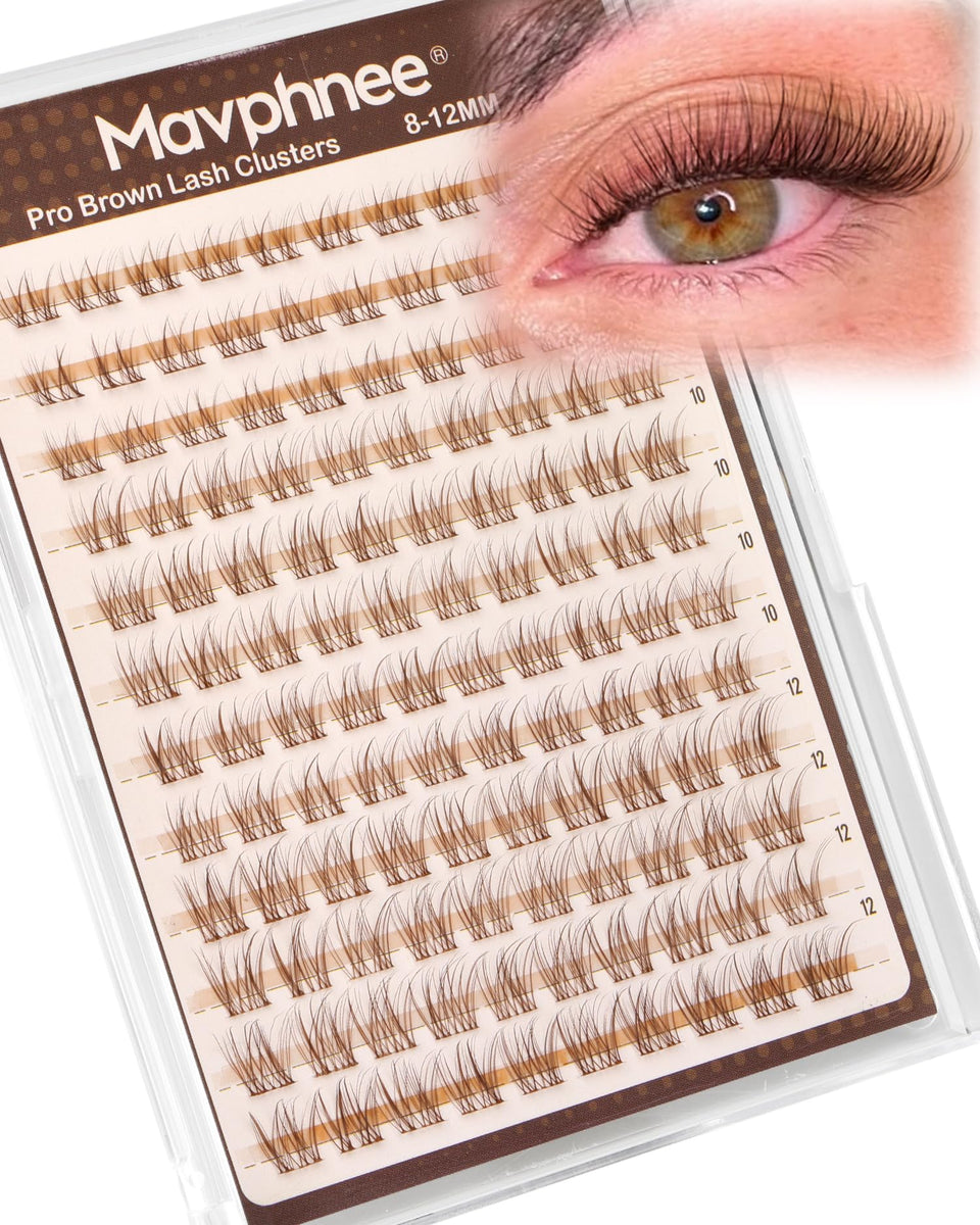 Mavphnee front packaging showing brown cluster lashes and clear band benefit