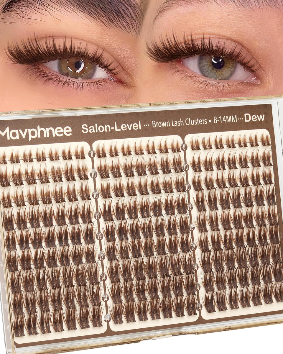 Mavphnee front packaging showing brown lash clusters and set benefit