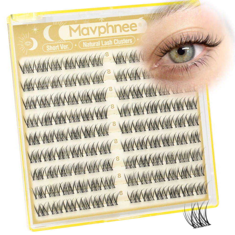 Mavphnee front packaging showing 108pcs clusters and compact case for easy storage