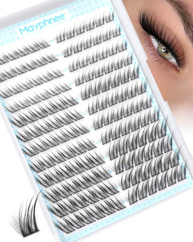 Mavphnee front packaging showing 144 fox eye cluster lashes for easy selection