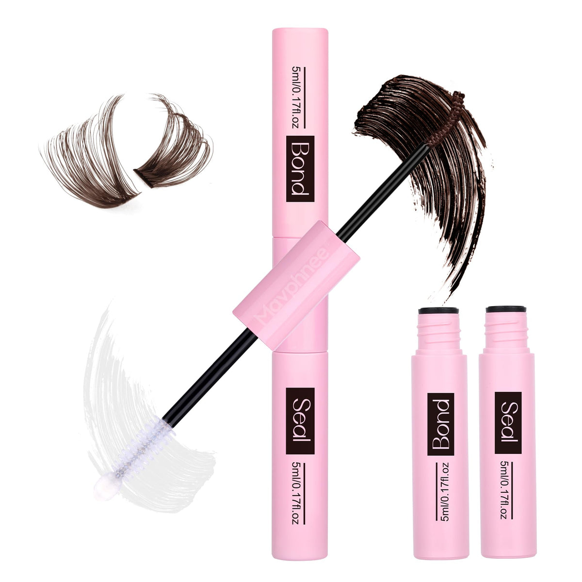 Mavphnee front packaging showing dual-ended lash glue and benefits