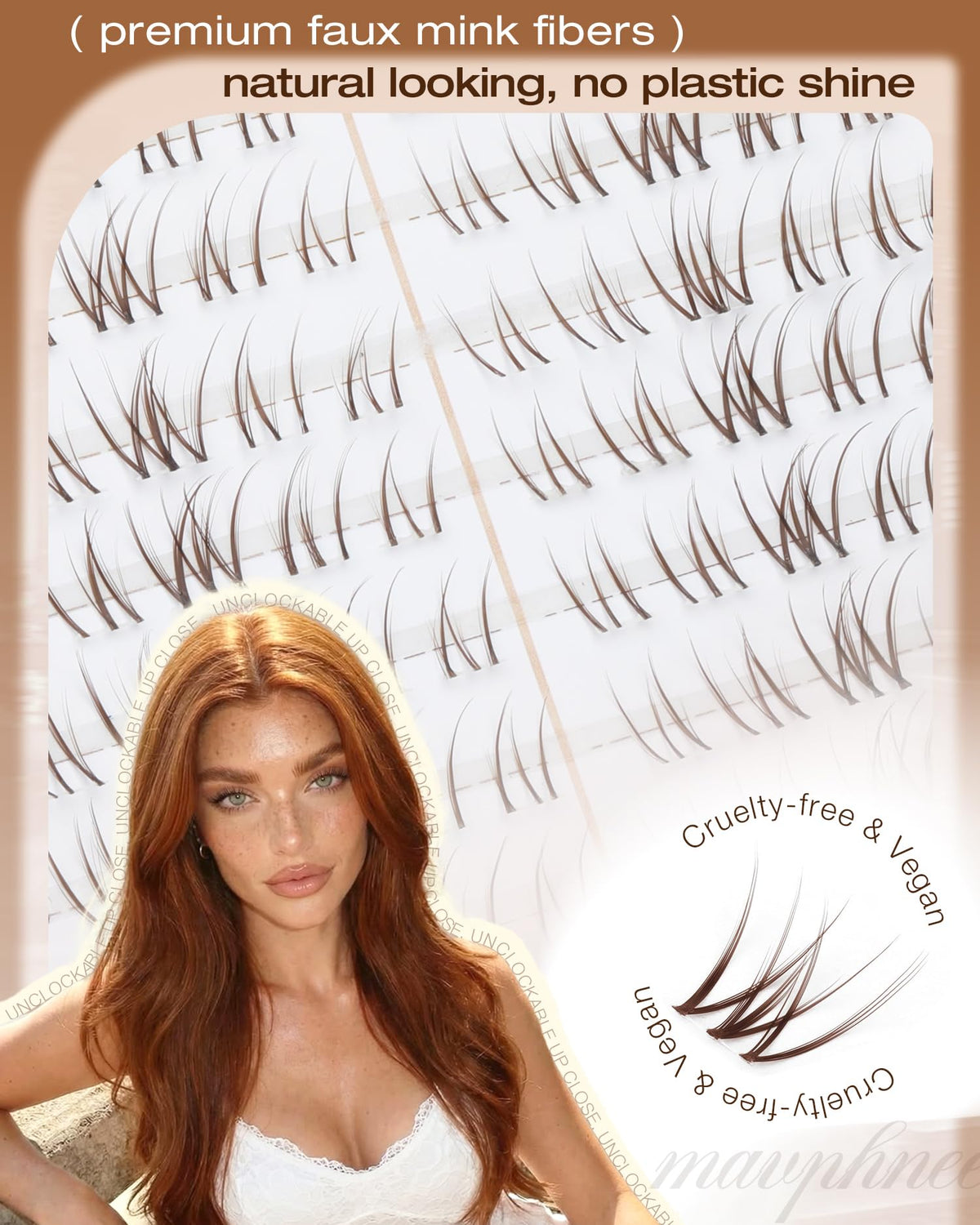 Mavphnee clusters applied with eyes closed, seamless edge and comfort