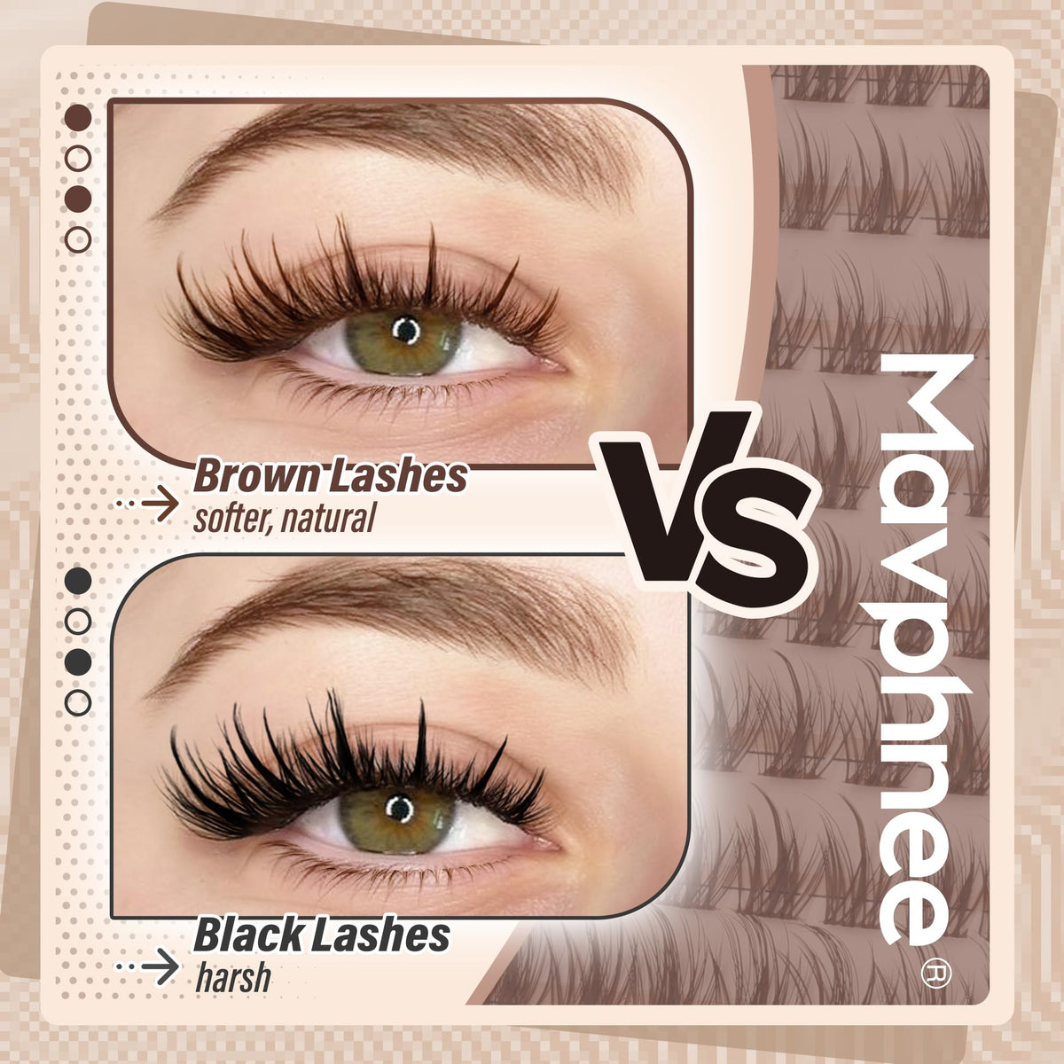 Mavphnee cluster lashes applied on model for subtle enhancement