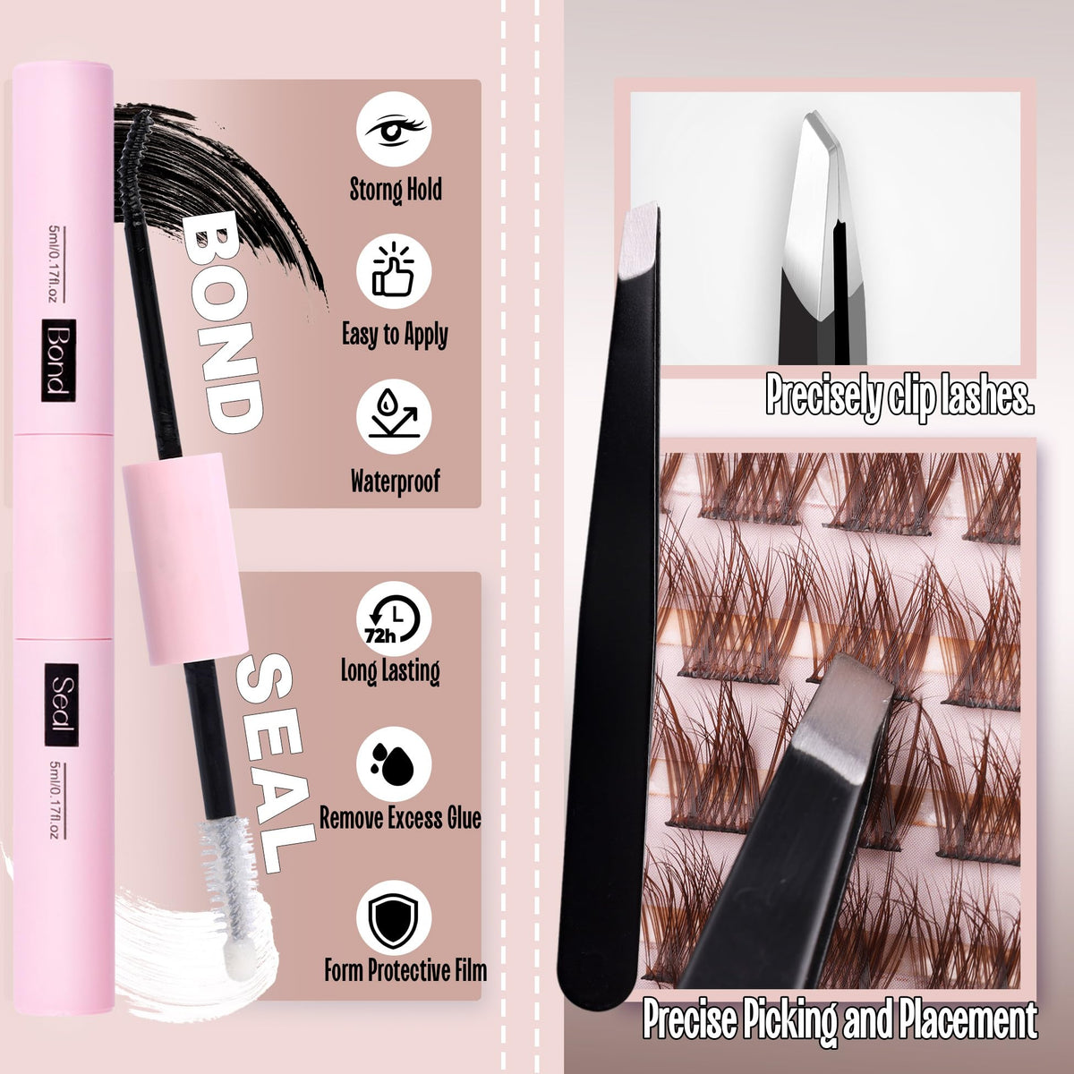 Mavphnee applying cluster lash with tweezers showing precise placement