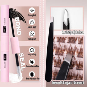 Mavphnee applying cluster lash with tweezers showing precise placement