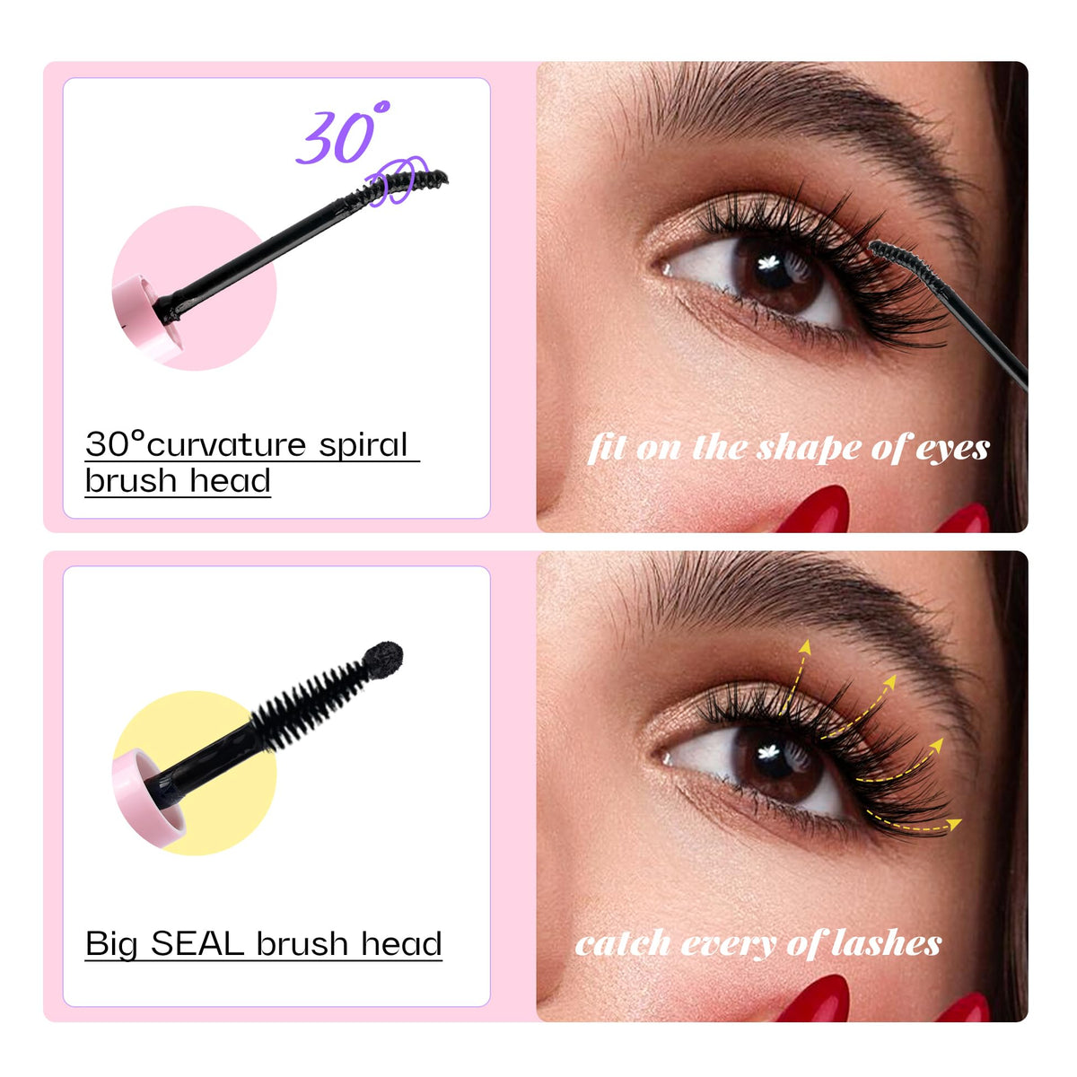 Mavphnee before and after lash comparison showing fuller, defined cluster results