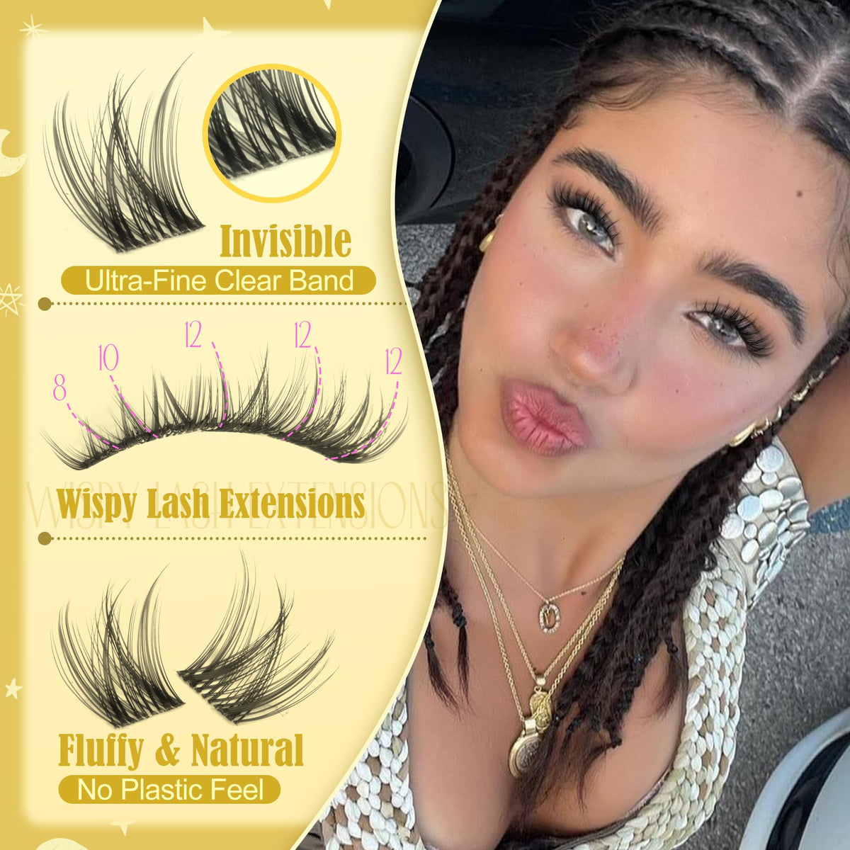 Mavphnee length comparison showing 8mm, 10mm, 12mm for natural layering
