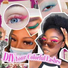 Mavphnee model wearing evening makeup with colorful lash accents