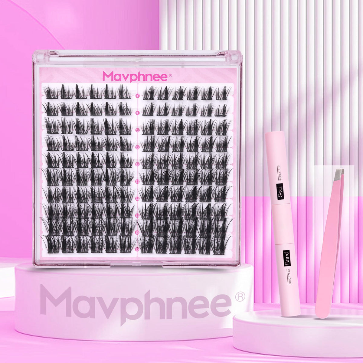 Mavphnee lifestyle flatlay with kit inside makeup bag for on-the-go styling