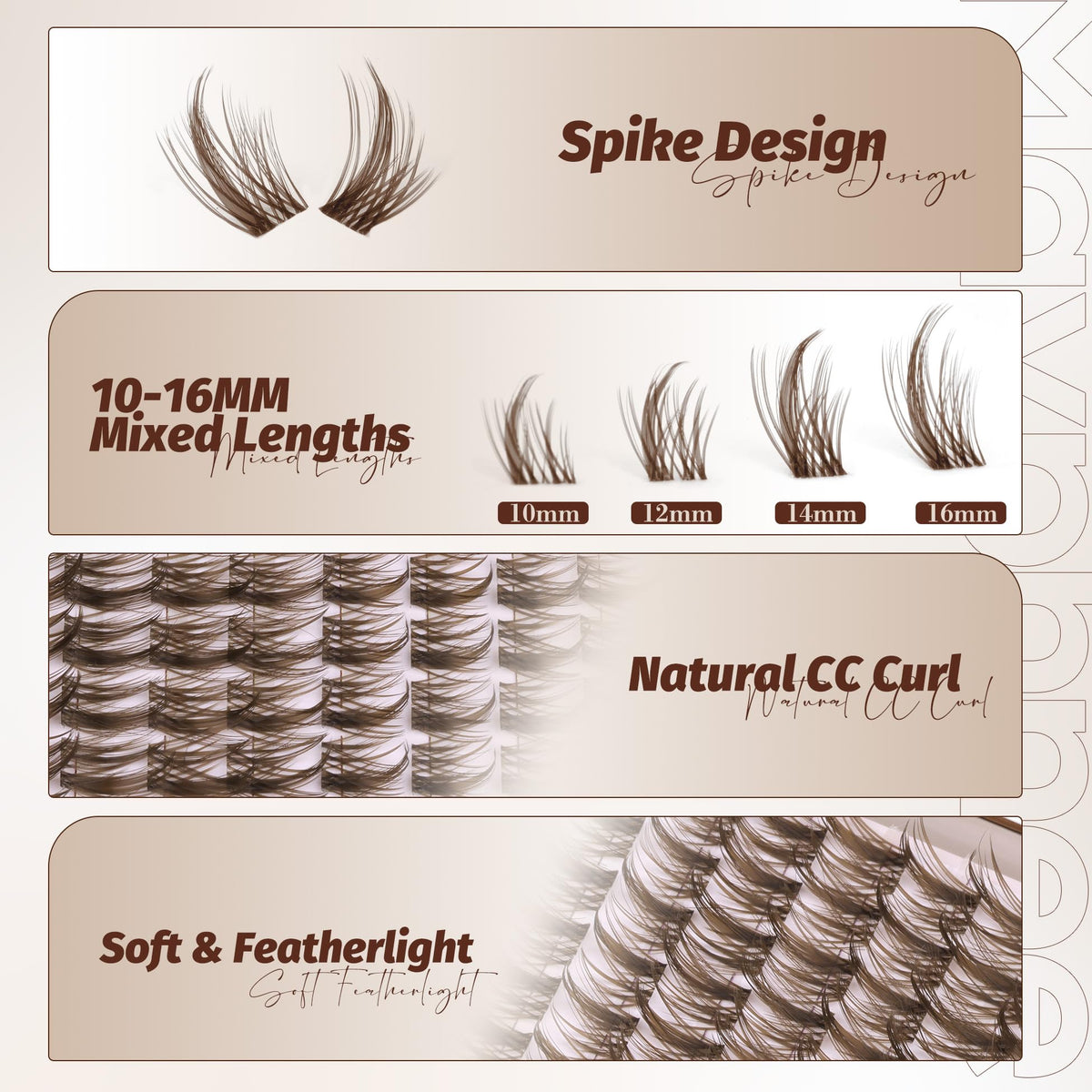 Mavphnee mixed lengths fanned out to show 10–16mm variety for custom styling
