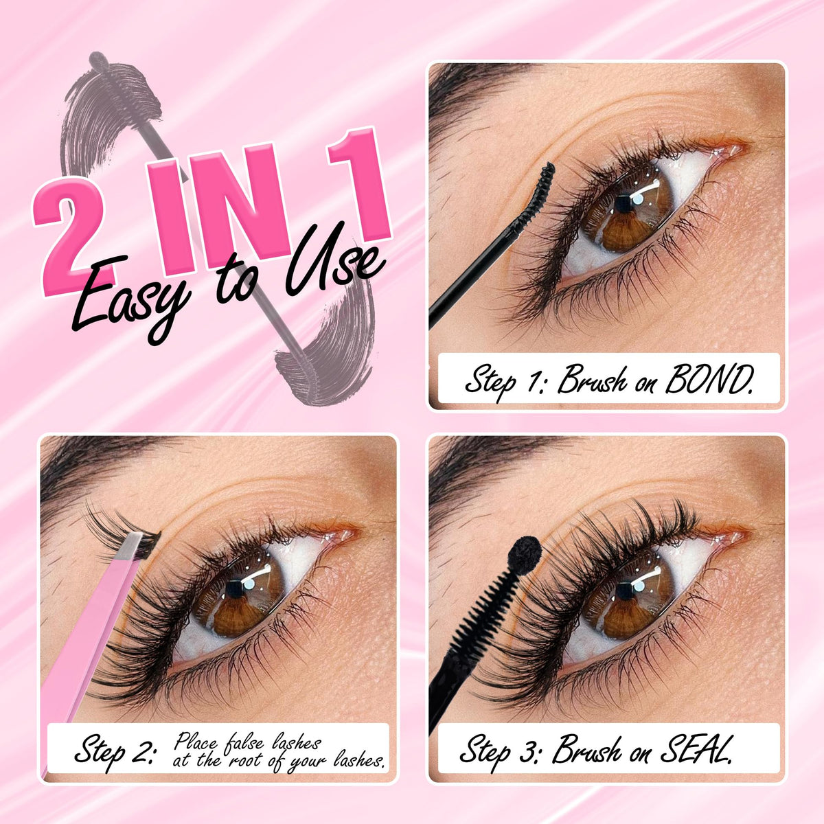 Mavphnee Seal brush texture showing wide fibers that evenly coat lashes for volume
