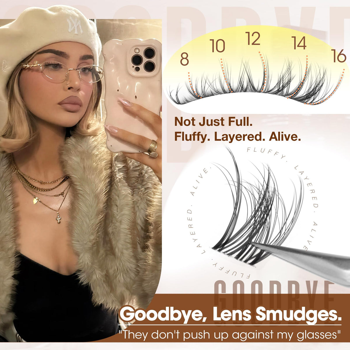 Mavphnee side profile finished lashes showing wispy lift and flattering benefit