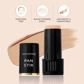 Max Factor Pan Stik creamy texture swatched to show blendable formula and dewy finish