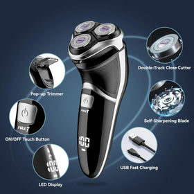 MAX-T shaving with foam in bathroom showing wet-shave comfort and skin-friendly glide