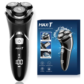 MAX-T front view of shaver showing ergonomic handle and head, easy grip