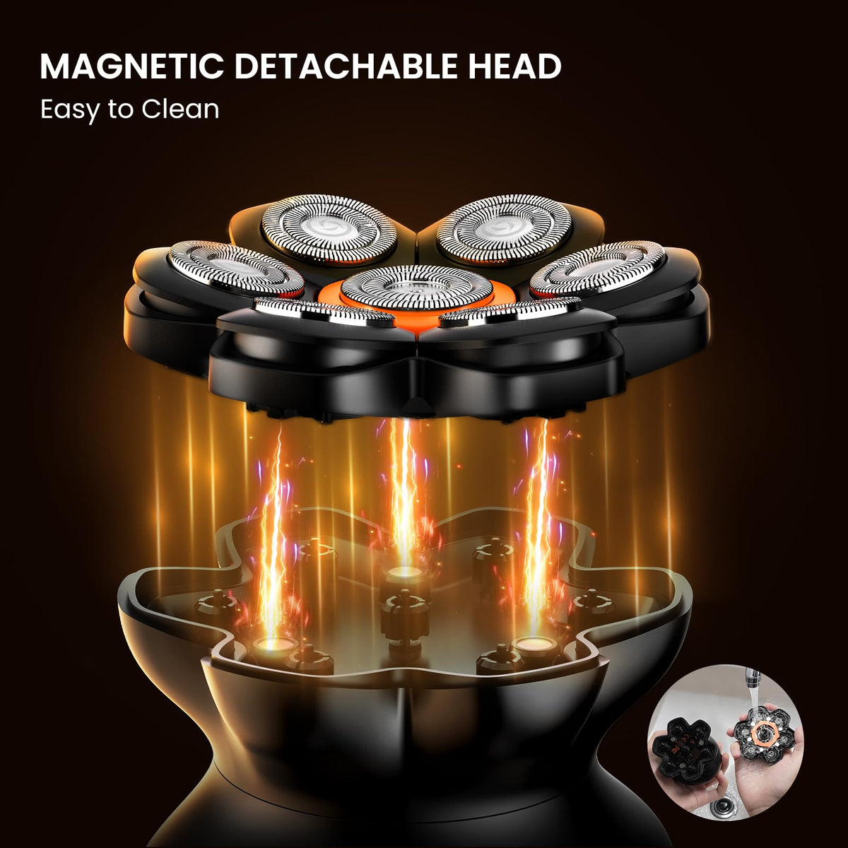 MAXGROOM magnetic detachable head removed for easy cleaning and fast maintenance
