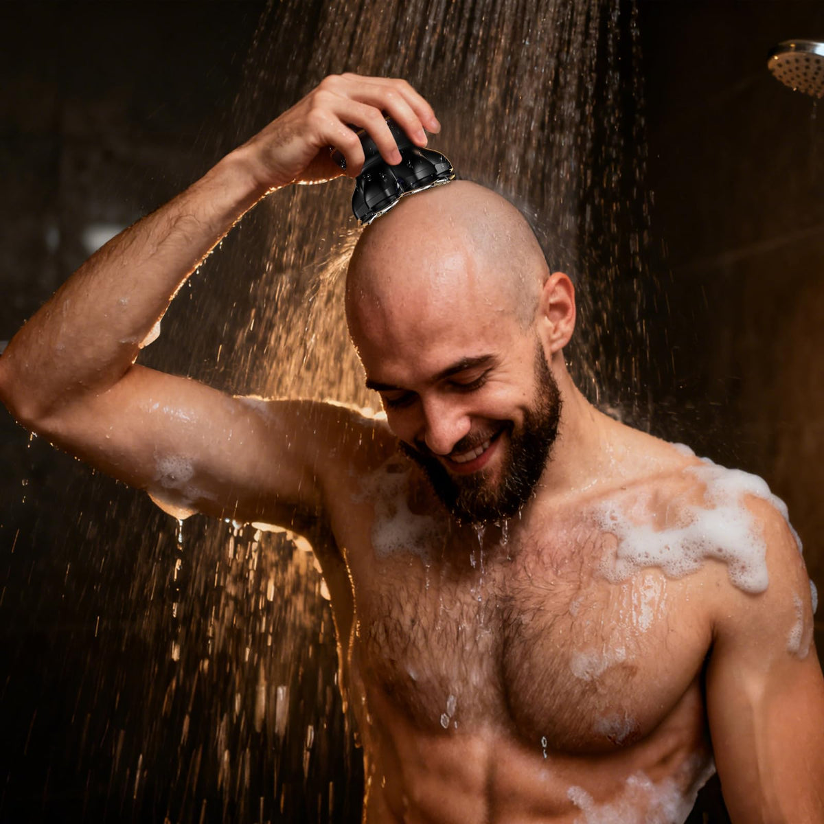 MAXGROOM shaving neck and face to show dual-speed control for sensitive areas