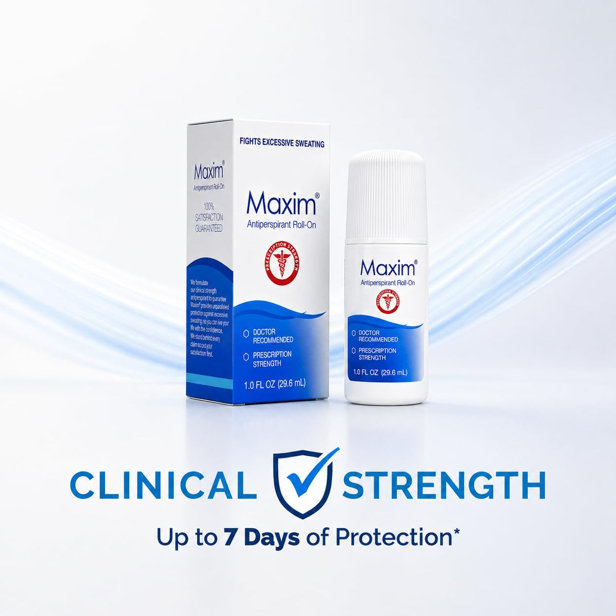 MAXIM bottle on bathroom shelf indicating everyday convenient storage