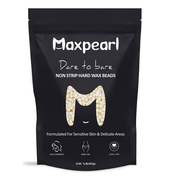 Maxpearl front pouch showing product and labeling, highlights safe facial use