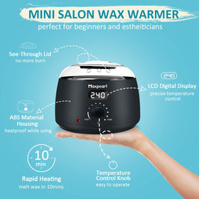 Maxpearl applying wax to bikini area demonstrating targeted control and gentle formula