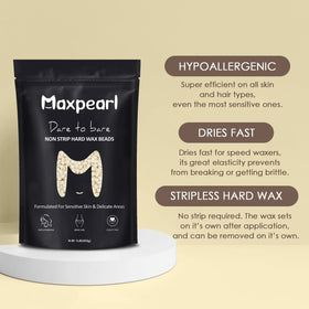 Maxpearl being applied to upper lip, illustrates precise hair removal benefit