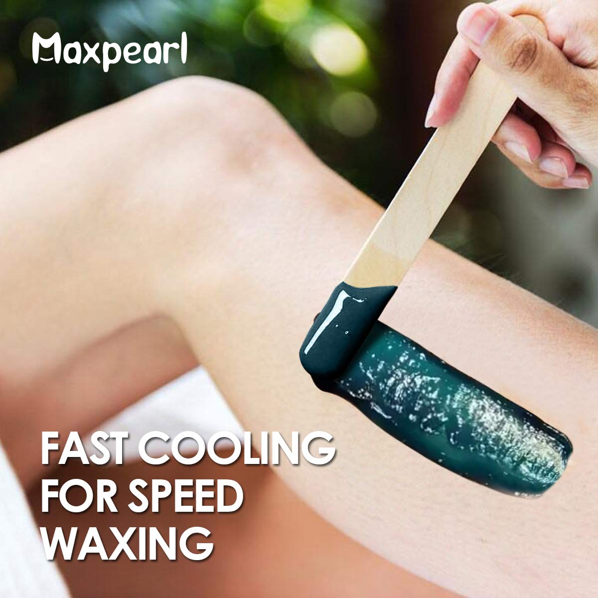 Maxpearl wax strip being removed from bikini area demonstrating clean pull