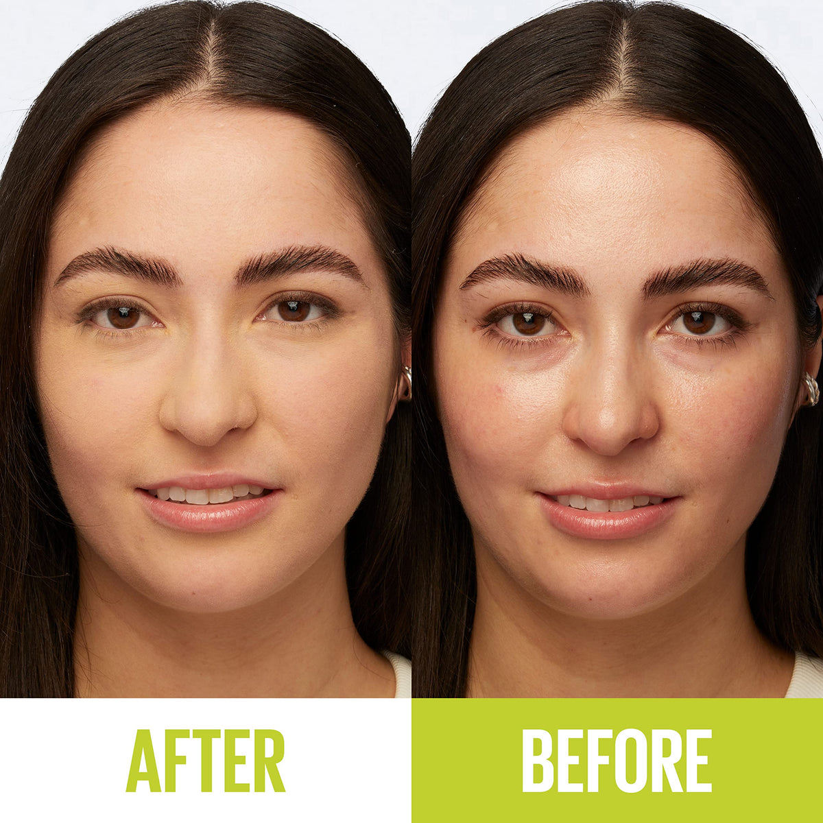 Maybelline swipe of powder on cheek demonstrating even coverage and natural matte